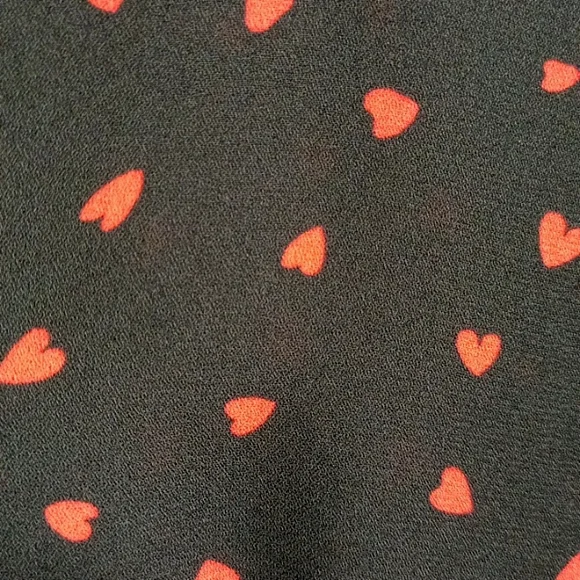 Red Hearts Sheer Black Red Cropped Balloon Sleeve Valentine's Day … - Picture 3 of 5